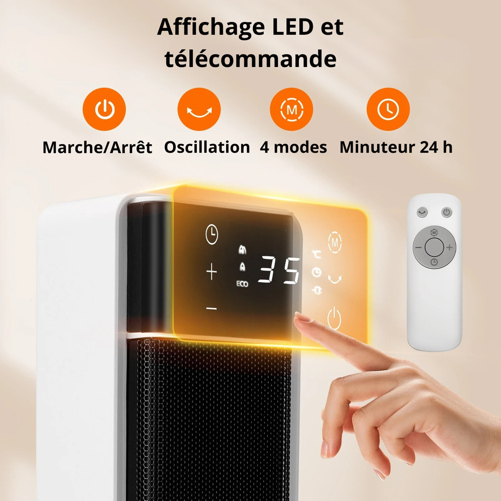 Radiateur Soufflant Économique – Confort, Chaleur Rapide et Télécommande