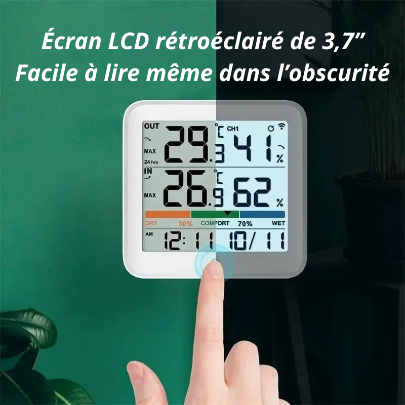 Thermo-hygromètre sans fil – Suivi précis intérieur & extérieur