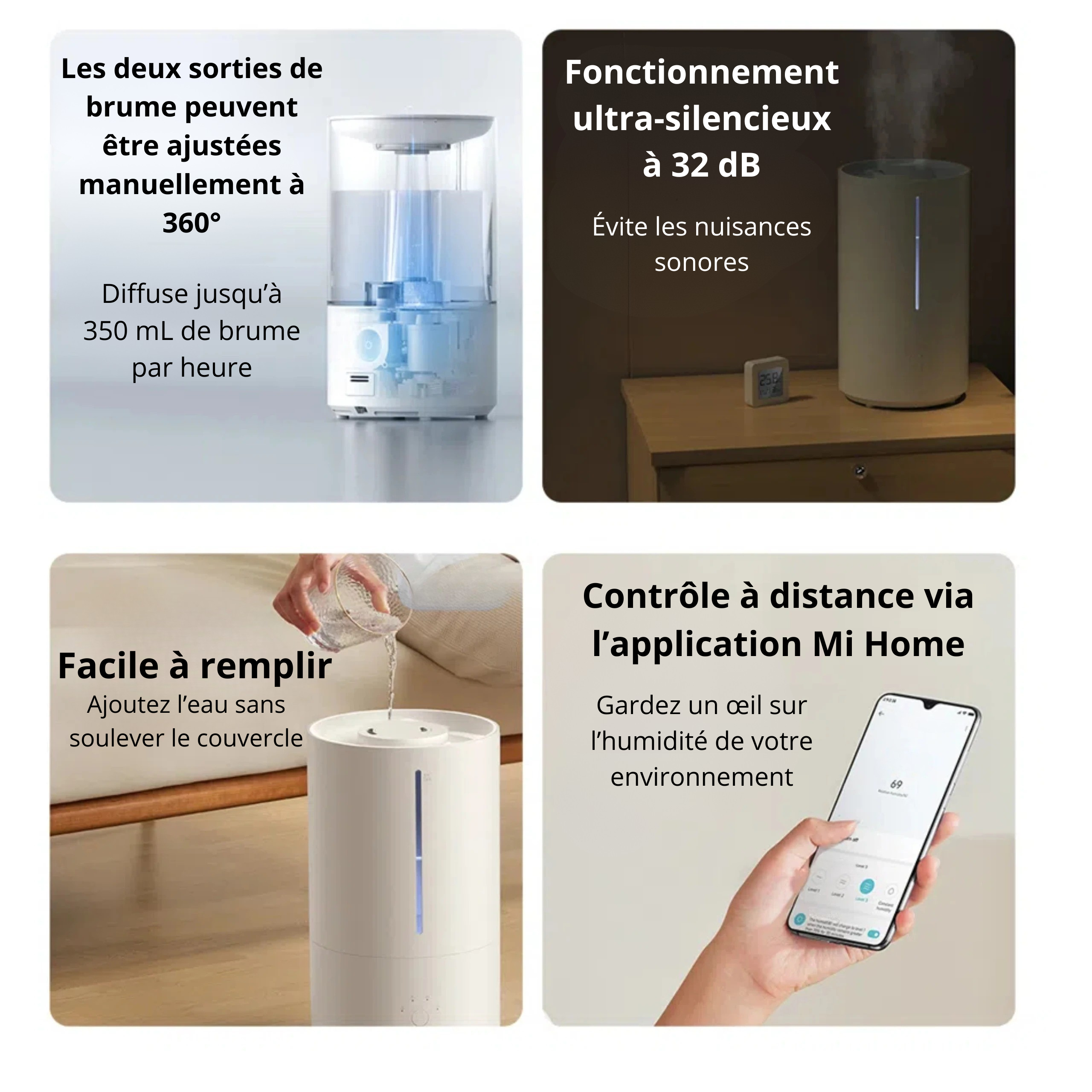 Humidificateur d’Air 4L – Grand Débit, Silencieux et Aromatique